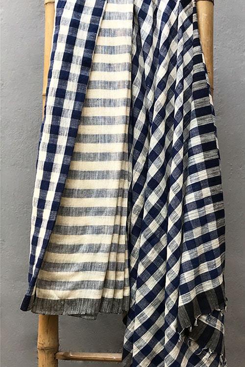 Nandini' Handwoven Handspun Cotton Check Saree-25