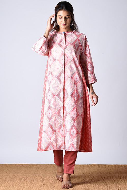 "Maahi Kurta" Red Block Printed Dress