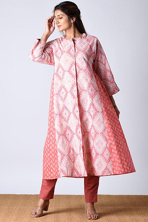 "Maahi Kurta" Red Block Printed Dress
