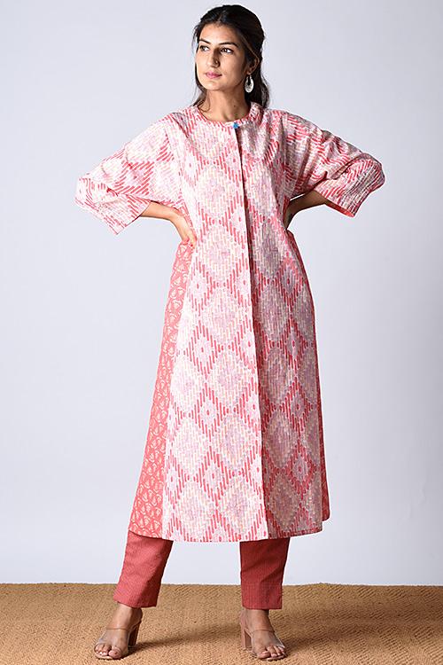 "Maahi Kurta" Red Block Printed Dress