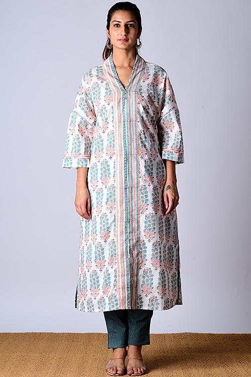 "Kaafsa Kurta" Jade Block Printed Kurta