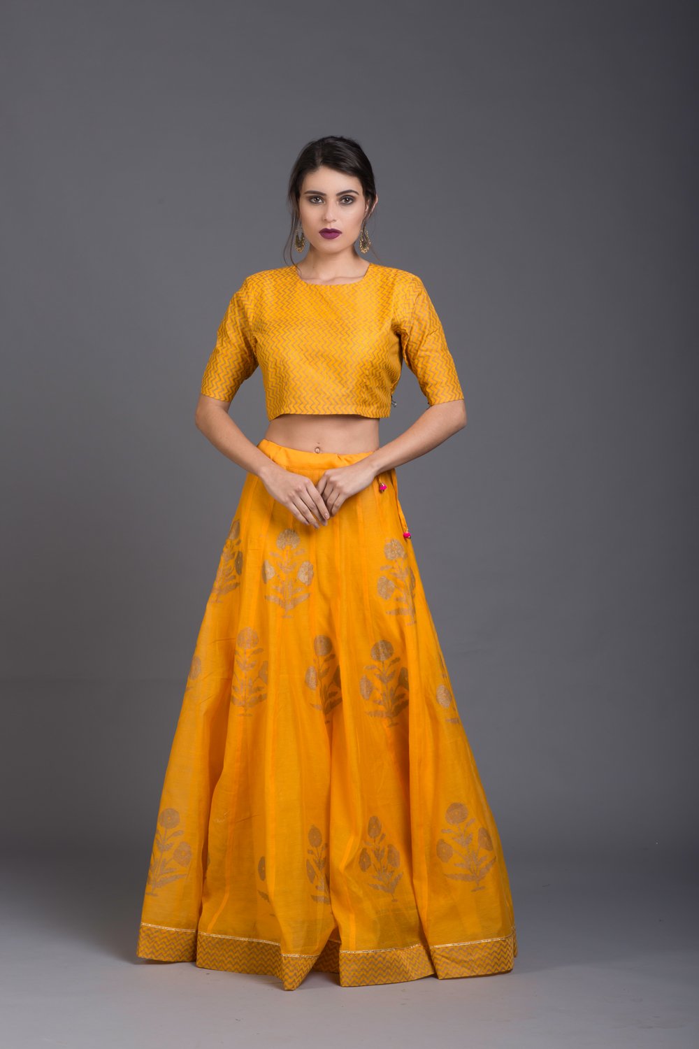 Marigold Daisy Printed Lehenga (Set of 2)
