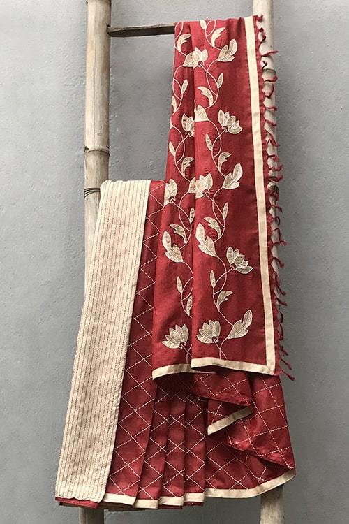Sadabahar' Applique & Sujini Embroidery Silk Saree-51