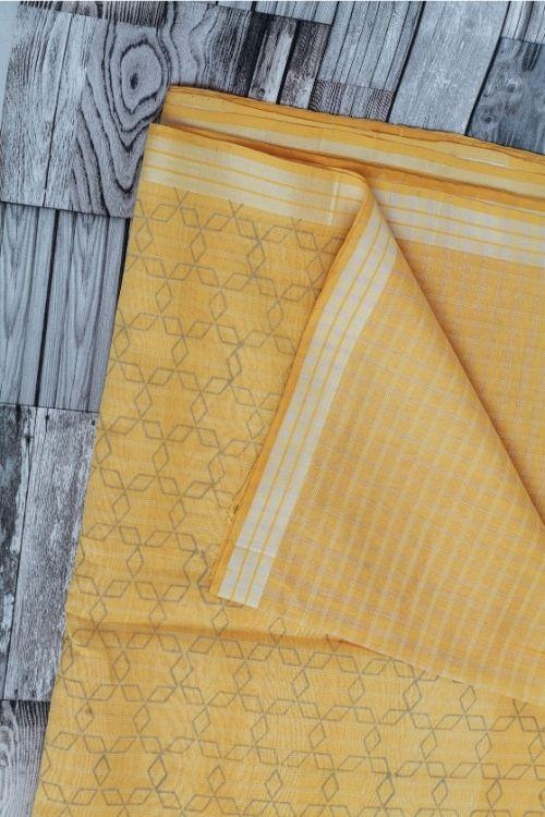 Butter Yellow Classic Woven Printed Maheshwari Sari