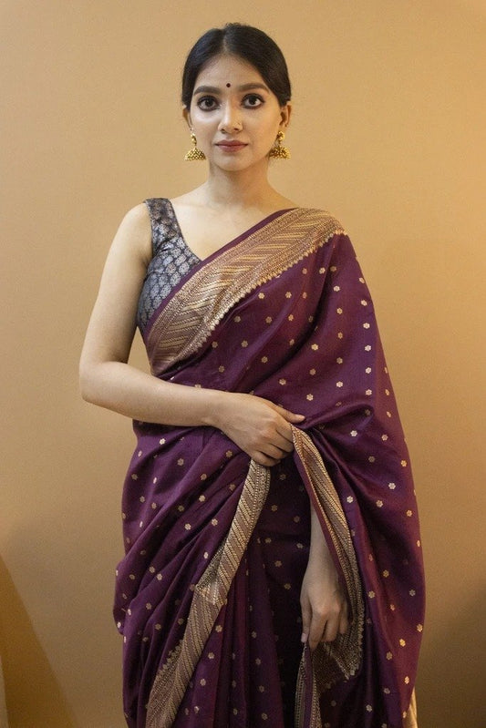 Valiba Wine Beautiful Rich Pallu And Jacquard Saree