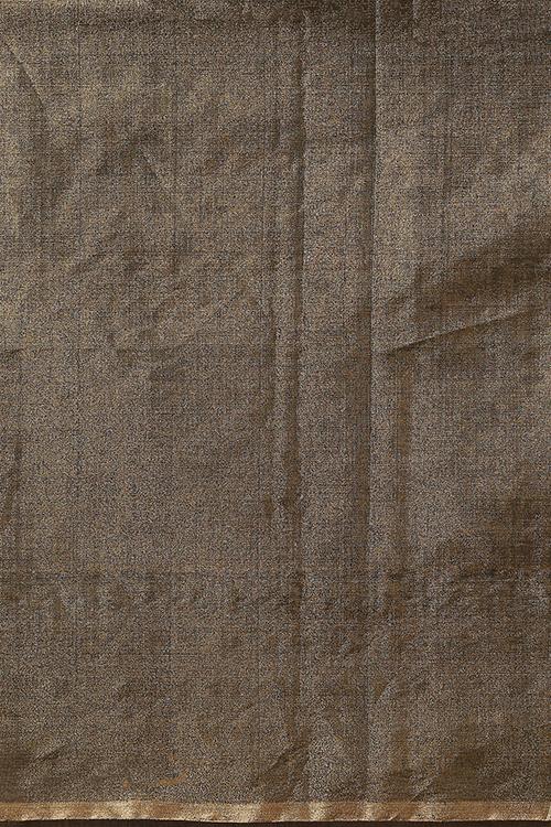 Handweave Maheshwari Handloom Full Tissue Saree Col -Black, Blouse Colour-Black