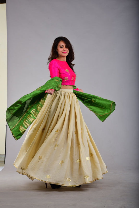 Phulkari Lehenga Set with Dupatta (Set of 3)