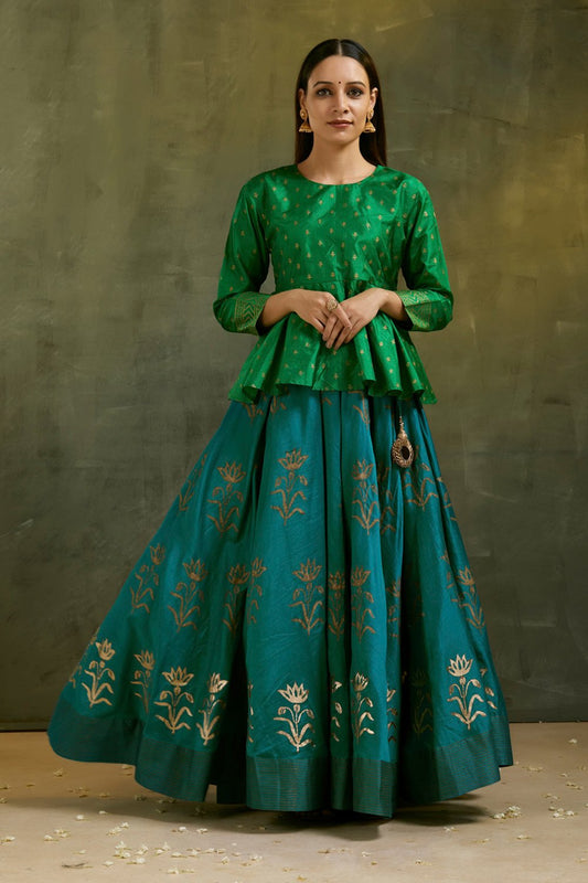 Gulnazm Foil Printed Lehenga with Dupatta (Set of 3)