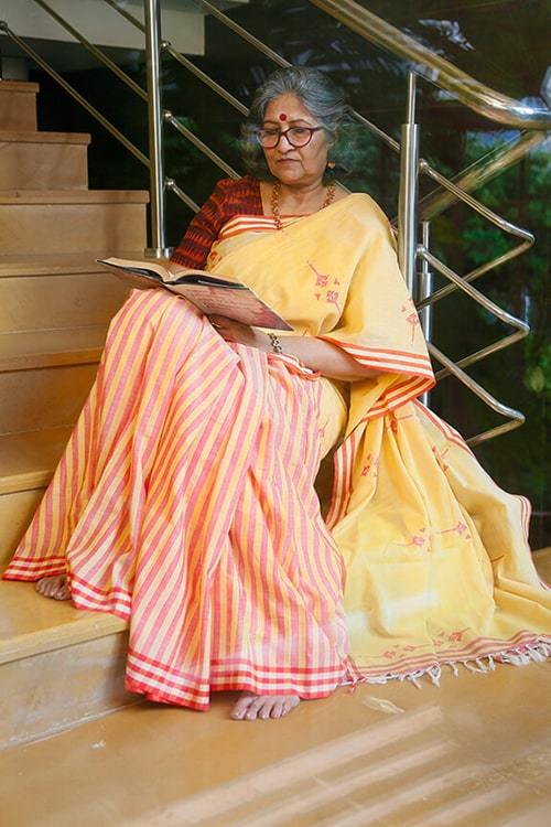 Baidehi' Handwoven Baavanbuti Extra Weft Cotton Saree-20