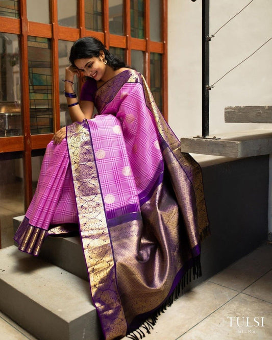 Purple Contrast With Exclusive Jacquard Saree