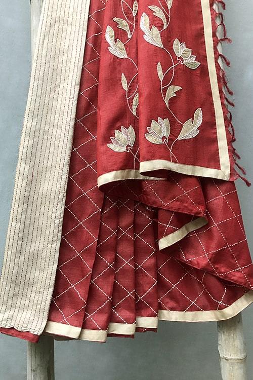 Sadabahar' Applique & Sujini Embroidery Silk Saree-51