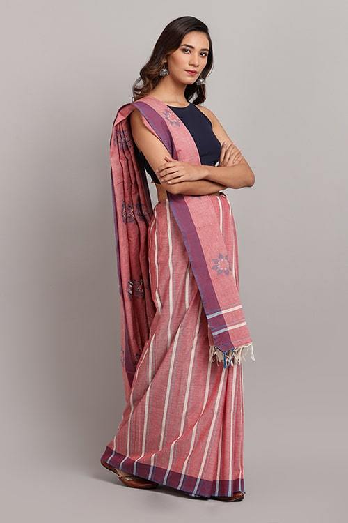 Neelkamal' Handwoven Baavanbuti Extra Weft Cotton Saree-11