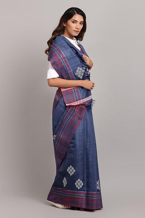 Damiyanti' Handwoven Baavanbuti Extra Weft Silk Saree-37