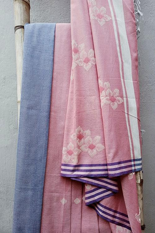 Bhargavi' Handwoven Extra Weft Cotton Saree-16