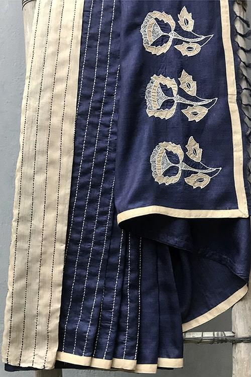 Kalyani' Applique & Sujini Embroidery Silk Saree-49