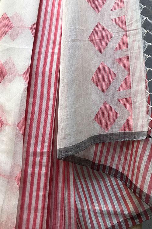 Damini' Handwoven Extra Weft Cotton Silk Saree-48