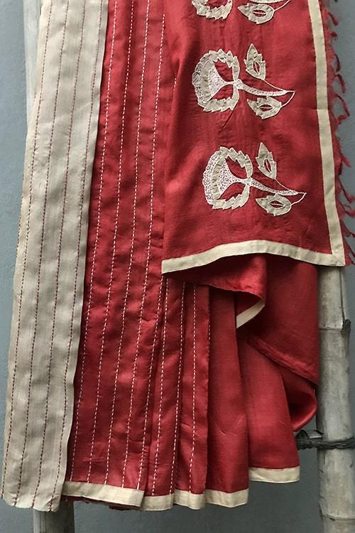 Kalyani' Applique & Sujini Embroidery Silk Saree-50