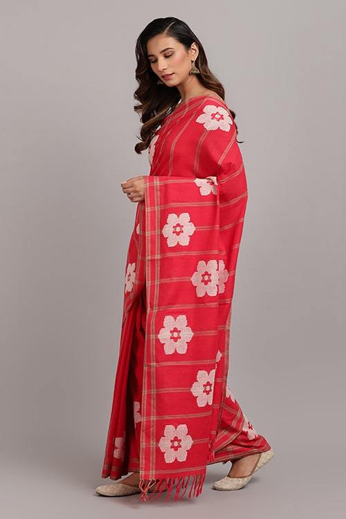 Falguni' Handwoven Extra Weft Cotton Saree-9