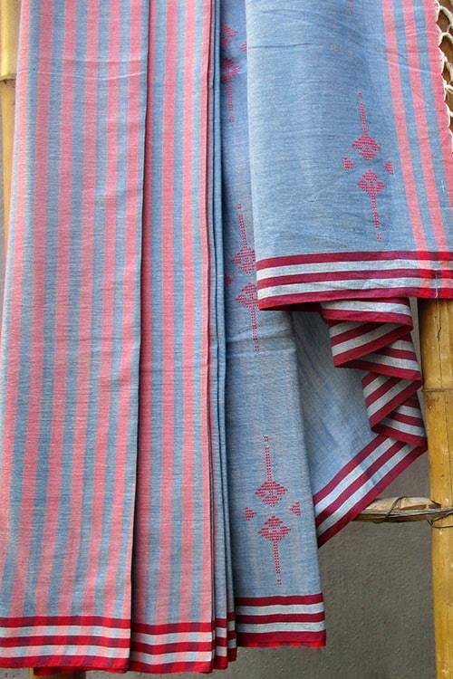 Baidehi' Handwoven Baavanbuti Extra Weft Cotton Saree