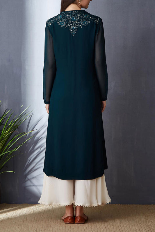 Beautiful Teal Green A-line Tunic Set ( BGH-09B )