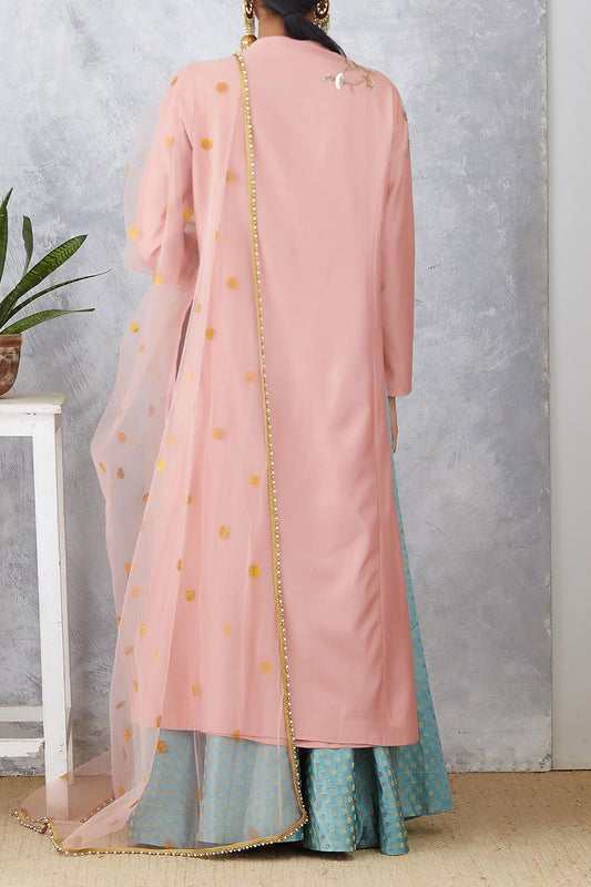 Exquisite Old Rose Pink Embroidered Kurta Set ( KAF-33A )