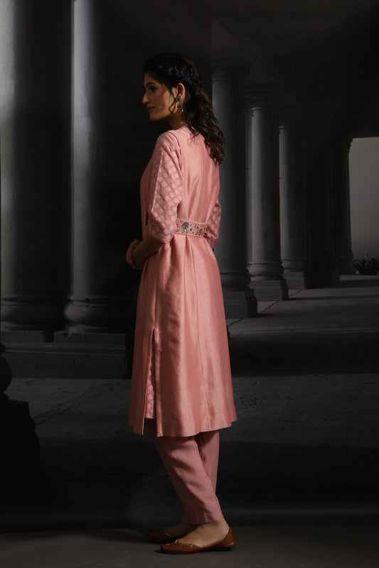 Multicolor Floral Boota Embroidered Kurta Set ( EM-02/PINK )