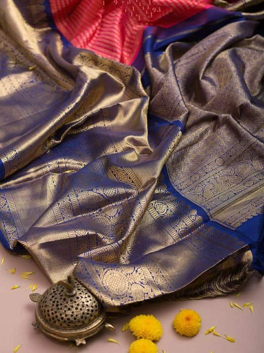 ValibaGajri Archaic Traditional Kanchi Soft Silk Sari With Attached Blouse