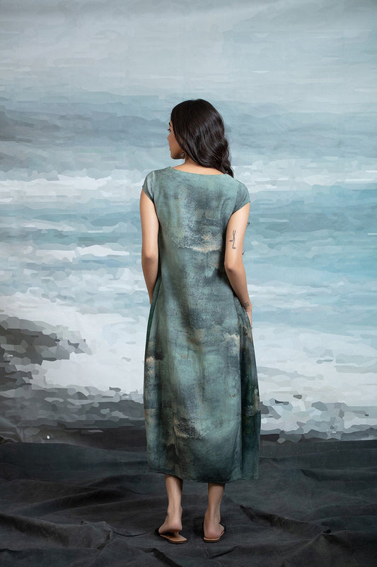 Teal Shaded Silk Mulmul Tunic