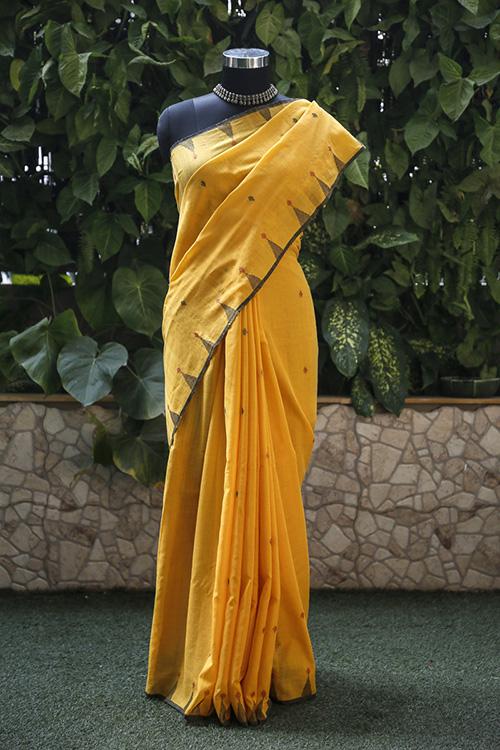 Nikita' Handwoven Extra Weft Cotton Saree-21