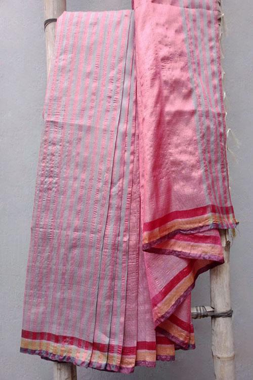 Nitali' Handwoven Color-Block Silk Saree