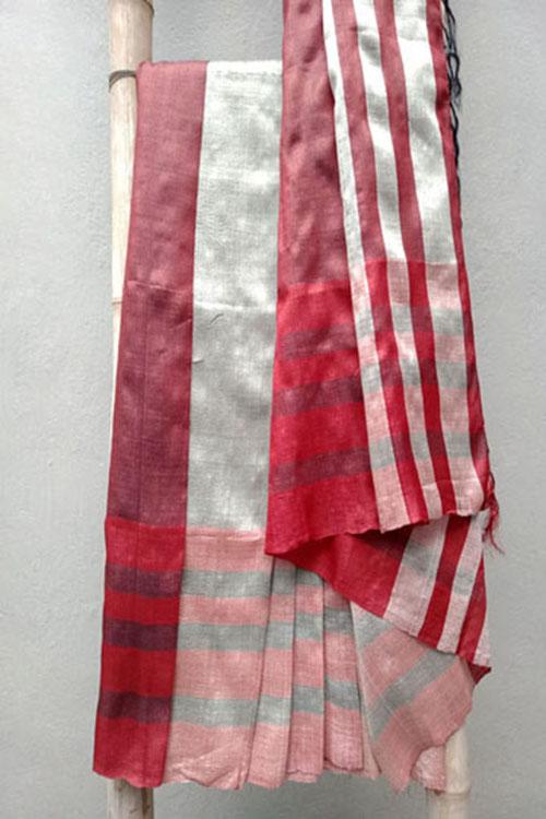 Amodini' Handwoven Color-Block Silk Saree-1