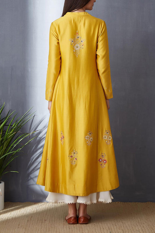 Classy Yellow Kurta Set With Sequince Embroidery ( BGH-05B )