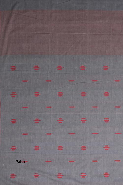 Bellan Buta Cotton Handloom Saree – Light Grey