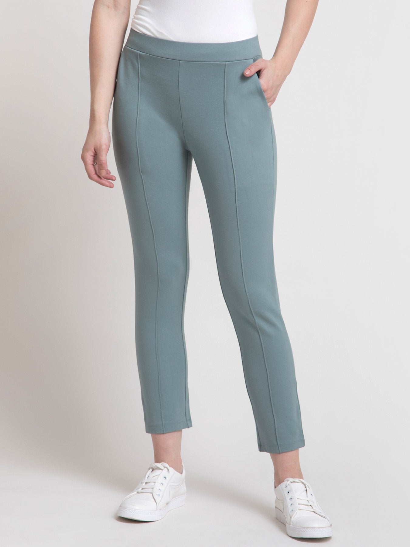 4 Way Stretch Cropped LivIn Pants - Sap Green