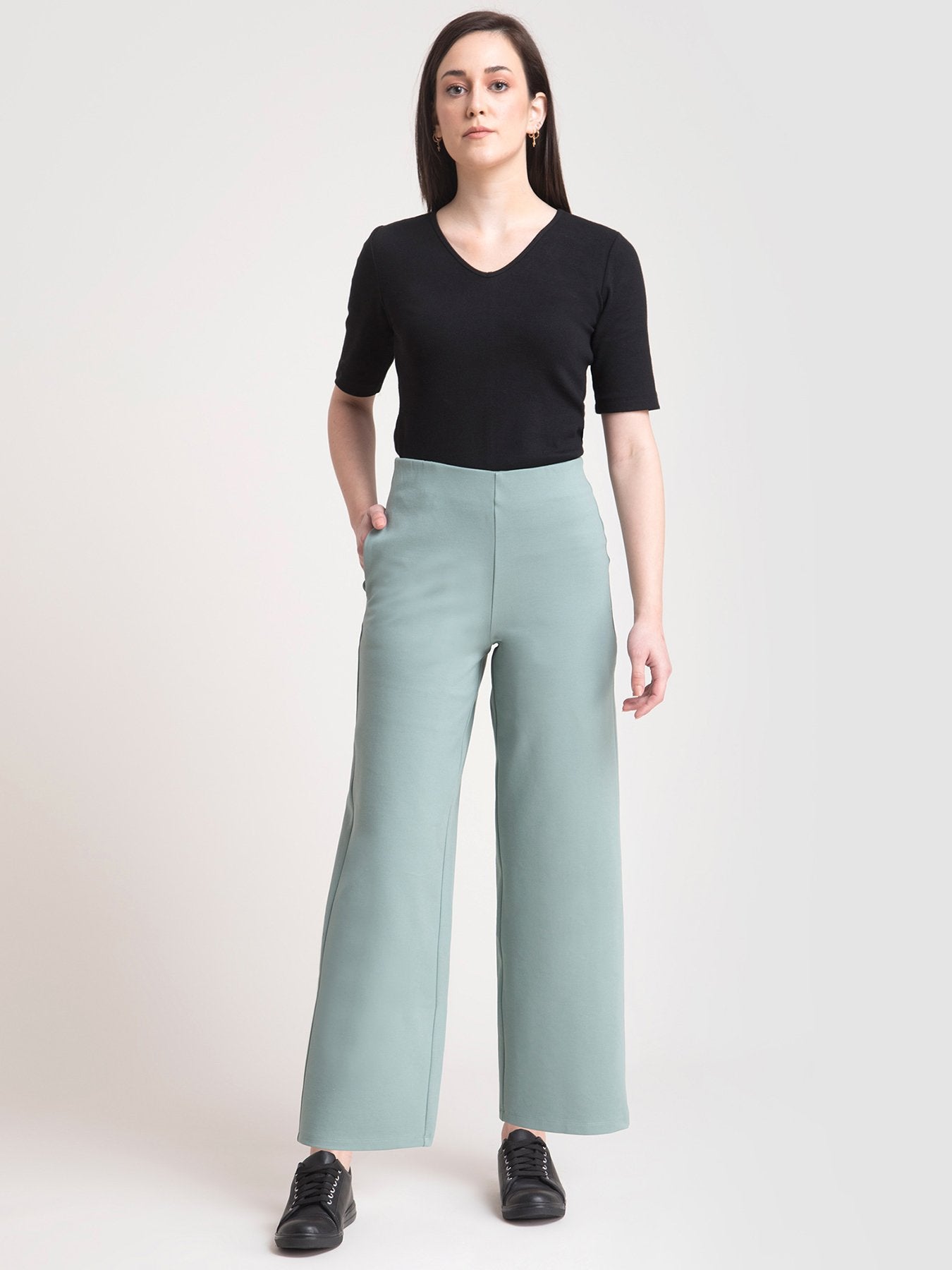 4 Way Stretch Wideleg LivIn Pants - Sap Green