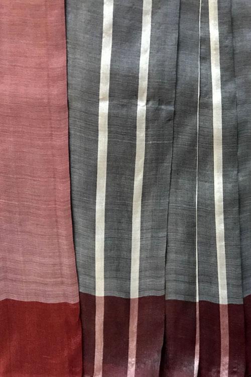 Tulika' Handwoven Color-Block Silk Saree