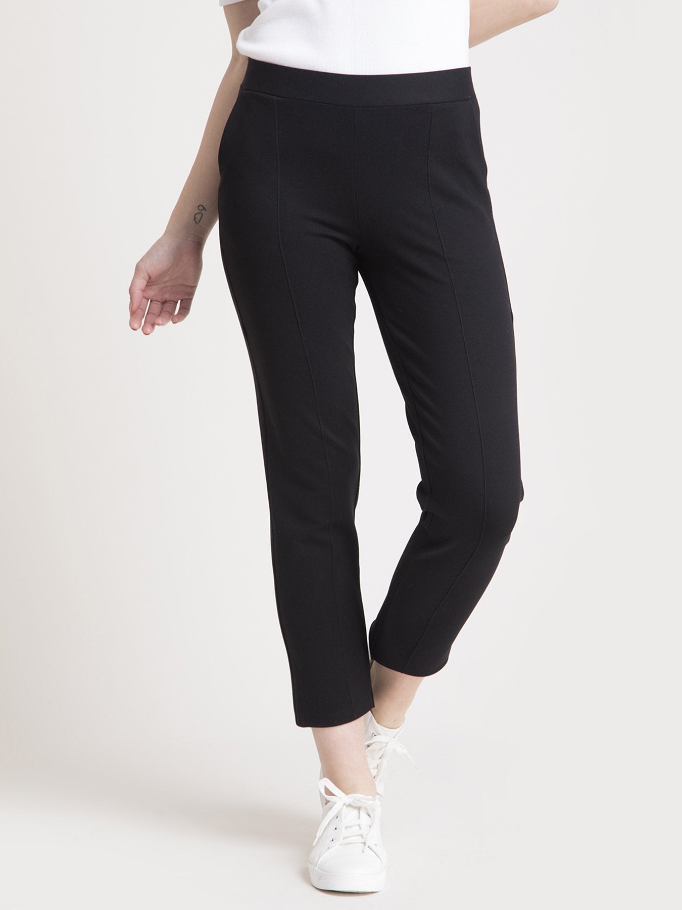 4 Way Stretch Cropped LivIn Pants - Black
