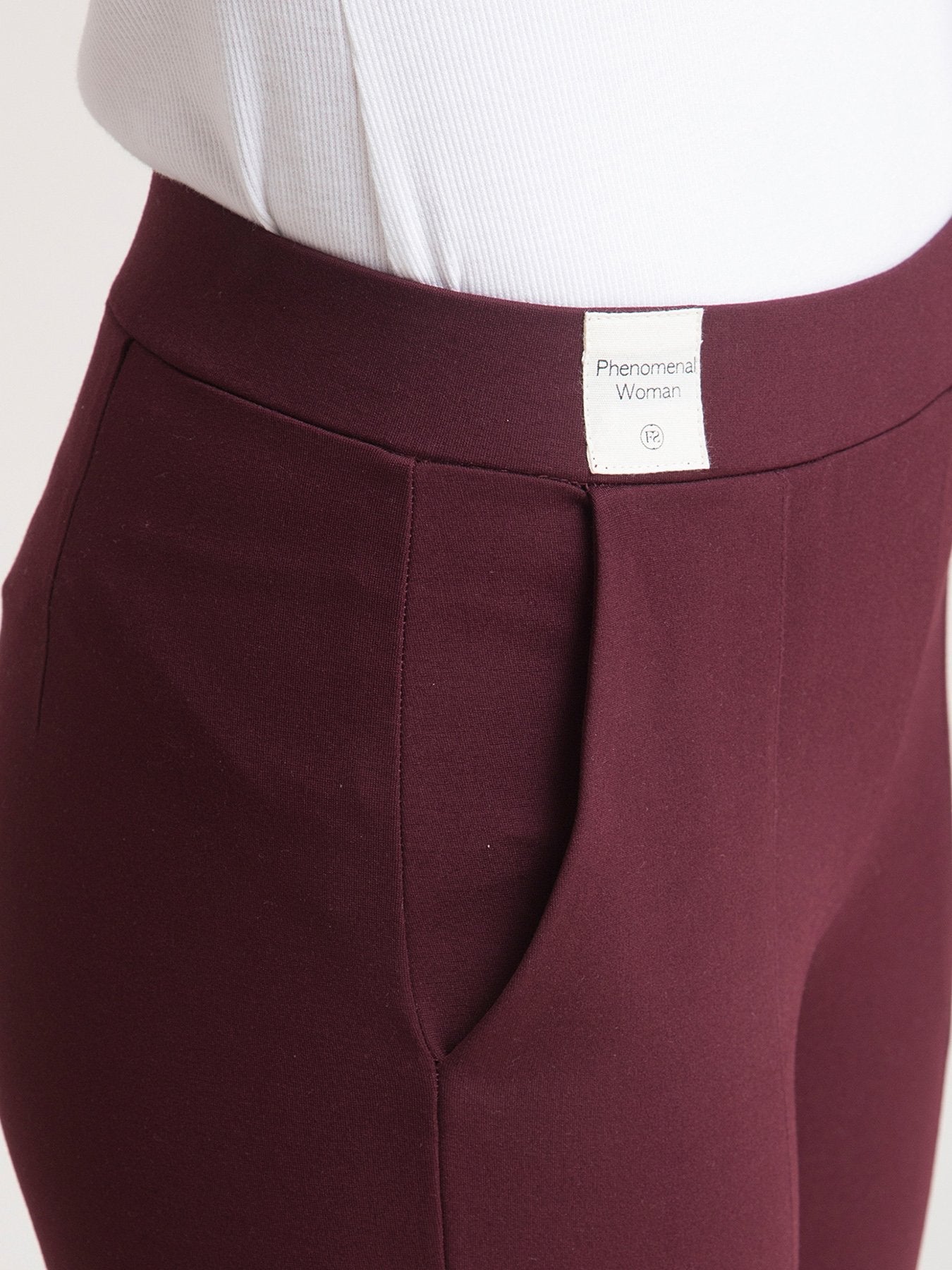 4 Way Stretch Cropped LivIn Pants - Maroon