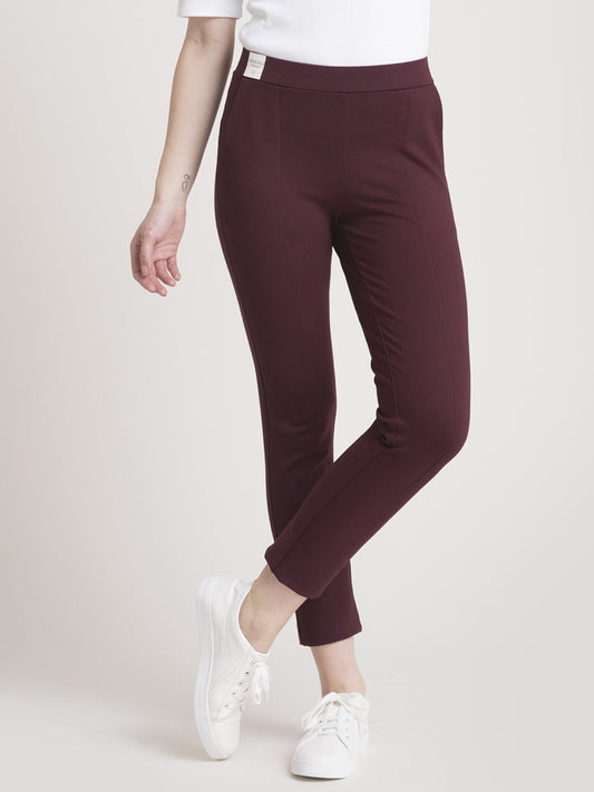 4 Way Stretch Cropped LivIn Pants - Maroon