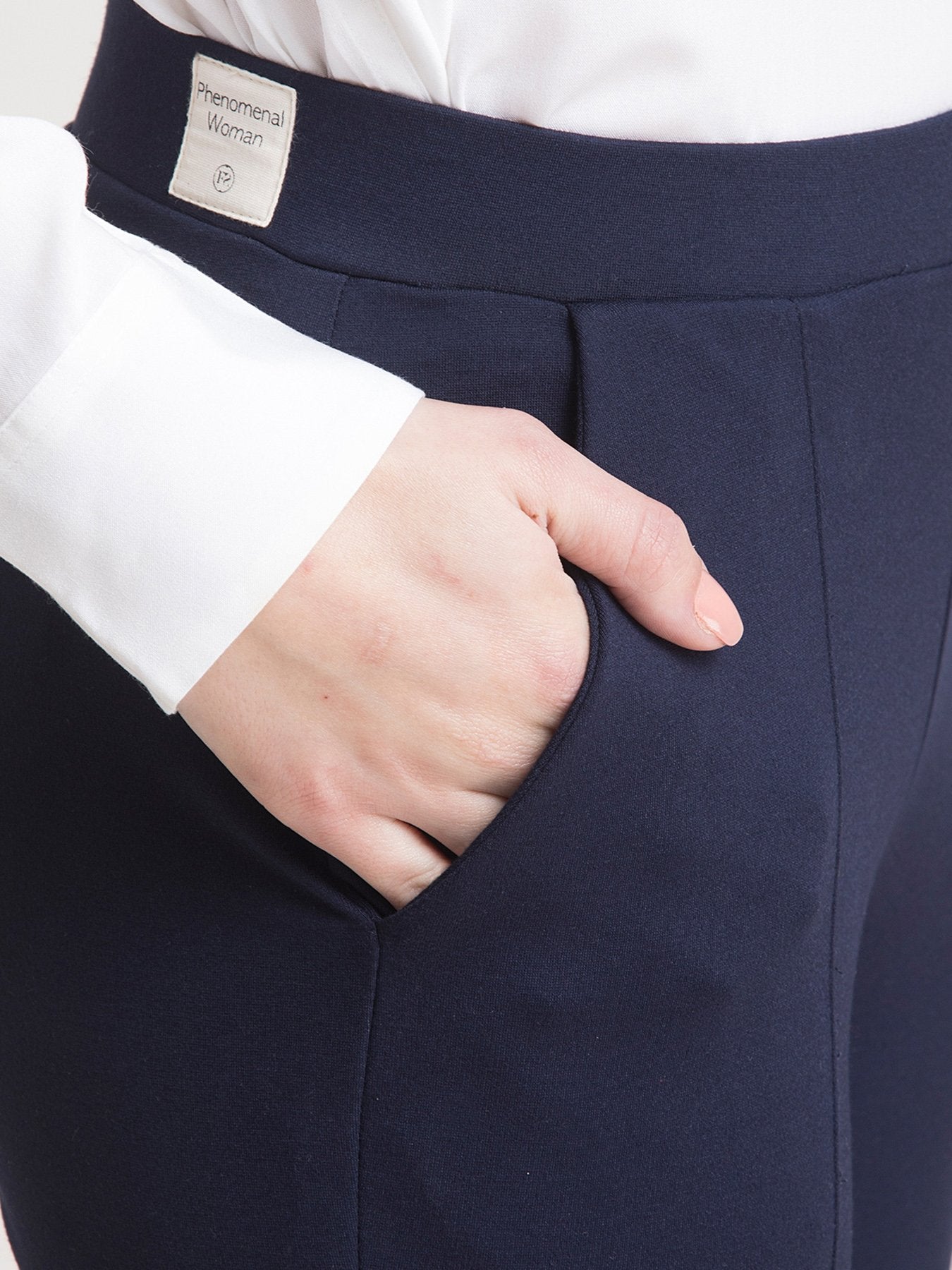 4 Way Stretch Cropped LivIn Pants - Navy Blue