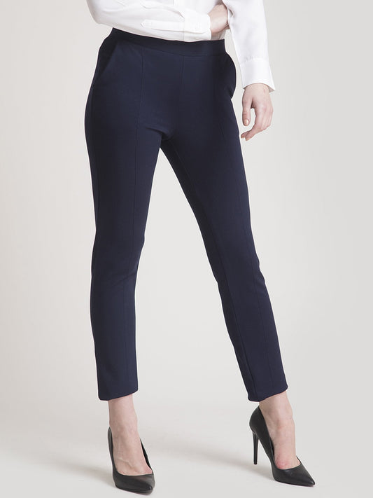 4 Way Stretch Cropped LivIn Pants - Navy Blue