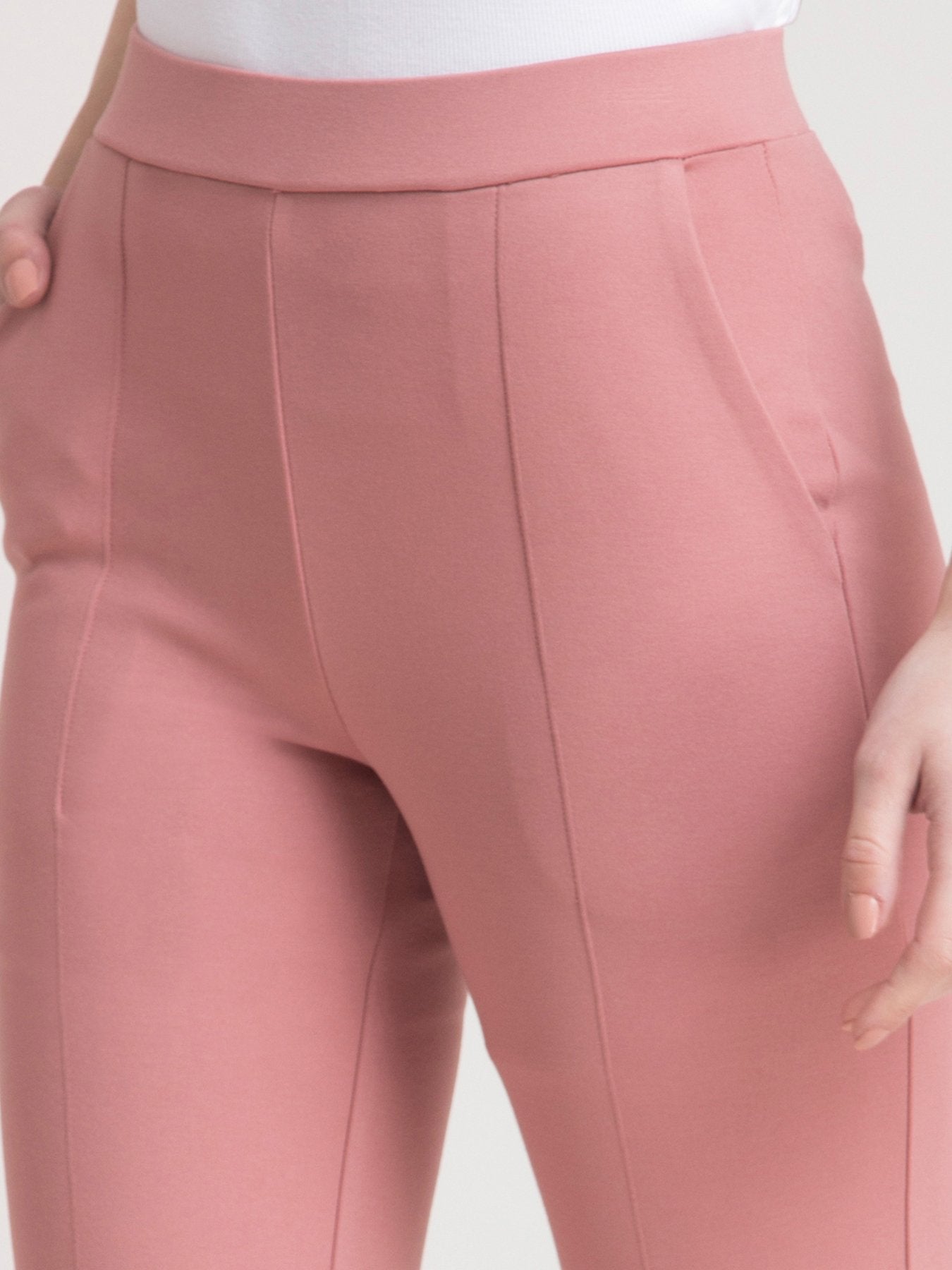 4 Way Stretch Cropped LivIn Pants - Pink