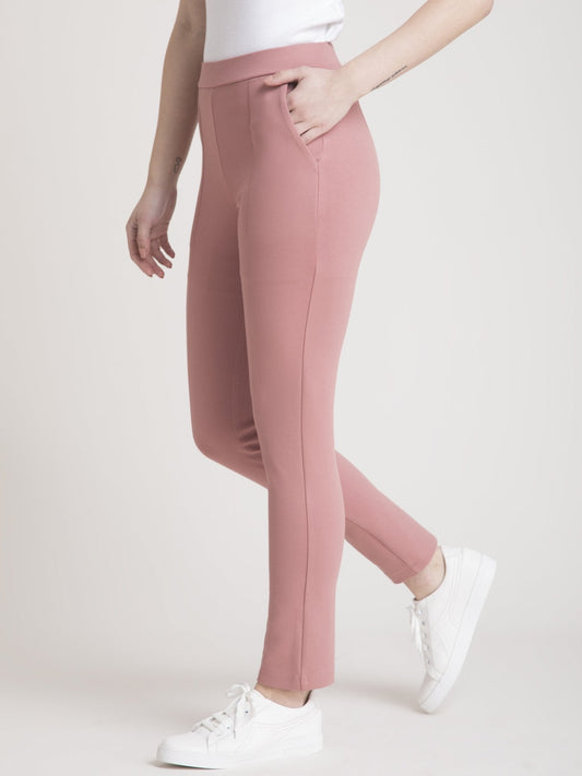 4 Way Stretch Cropped LivIn Pants - Pink