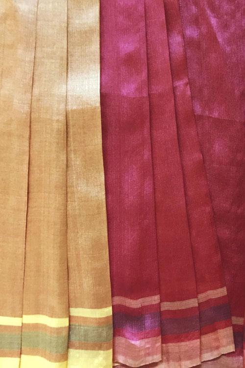 Aamla' Handwoven Color-Block Silk Saree