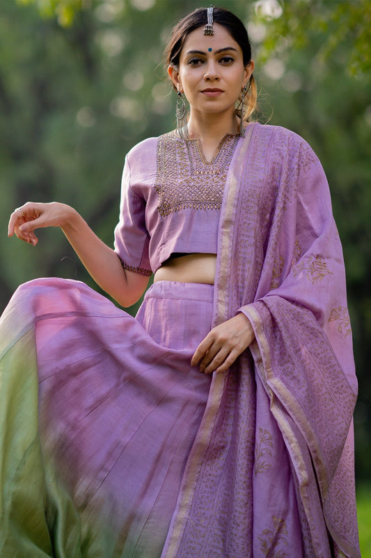 Zeenat Embroidered Lehenga Set with Dupatta (Set of 3)