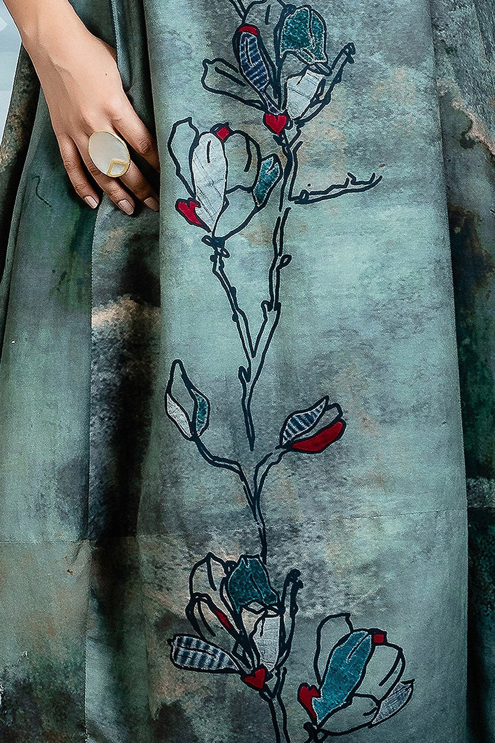 Teal Shaded Silk Mulmul Tunic
