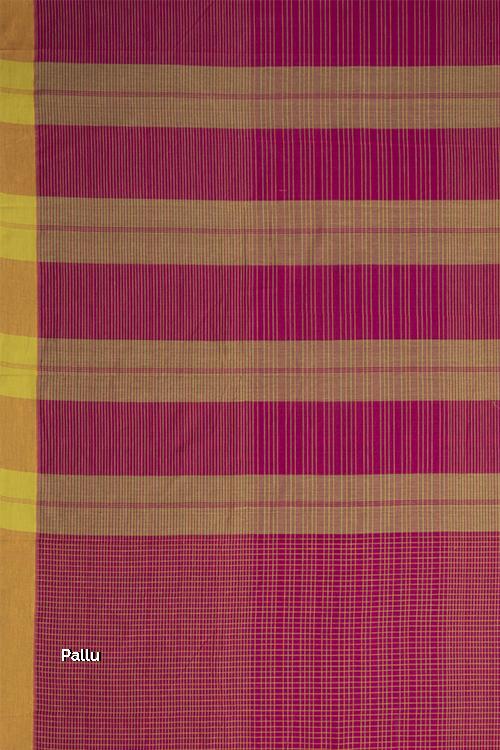 Smart Checks Cotton Handloom Saree – Pink