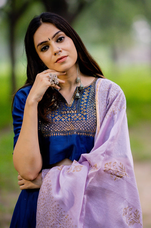 Roshanara Embroidered Lehenga Set with Dupatta (Set of 3)