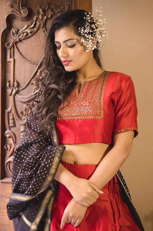 Naaz Aari Embroidered Lehenga Set with Dupatta (Set of 3)