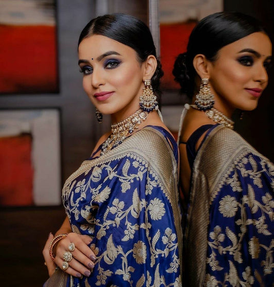 Valiba Royal Blue Woven Kanjivaram Saree - Special Wedding Edition